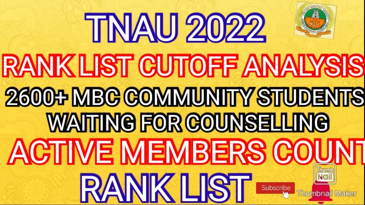 TNAU 2022 💯 RANK LIST DATE 2600+ MBC COMMUNITY POLLING RESULT 💯 SUBSCRIBE 🔔 | RANK LIST DATE |
