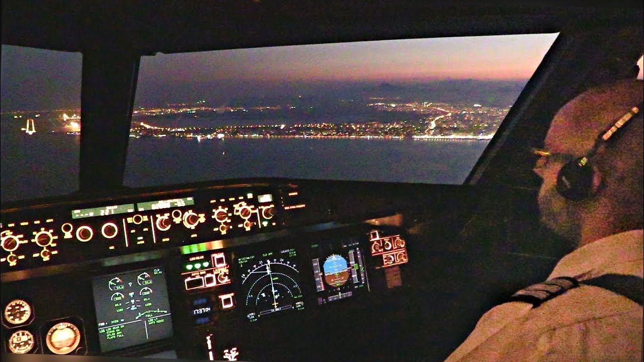 Airbus A319 Cockpit Sunset Landing at Larnaca | A319 Cockpit View & ATC | Taxi/Shutdown