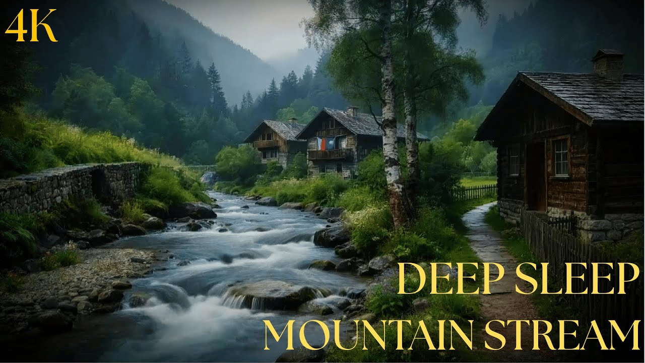 7 Hours Sleep Sounds: Mountain Stream & Gentle Rain in France | Deep Sleep Brown Noise for Insomnia