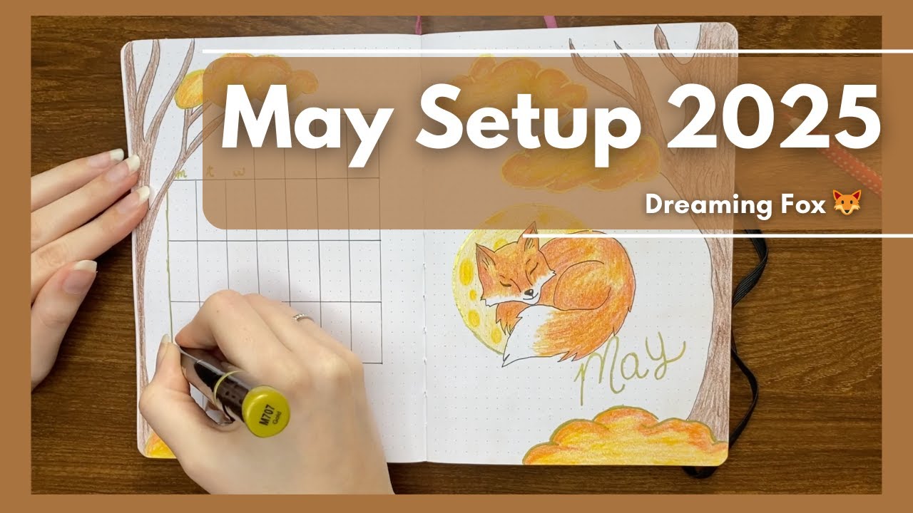Dreamy May Bullet Journal Setup 2025 🦊 Fox Theme, Celestial Vibes & Gold Accents 🌙