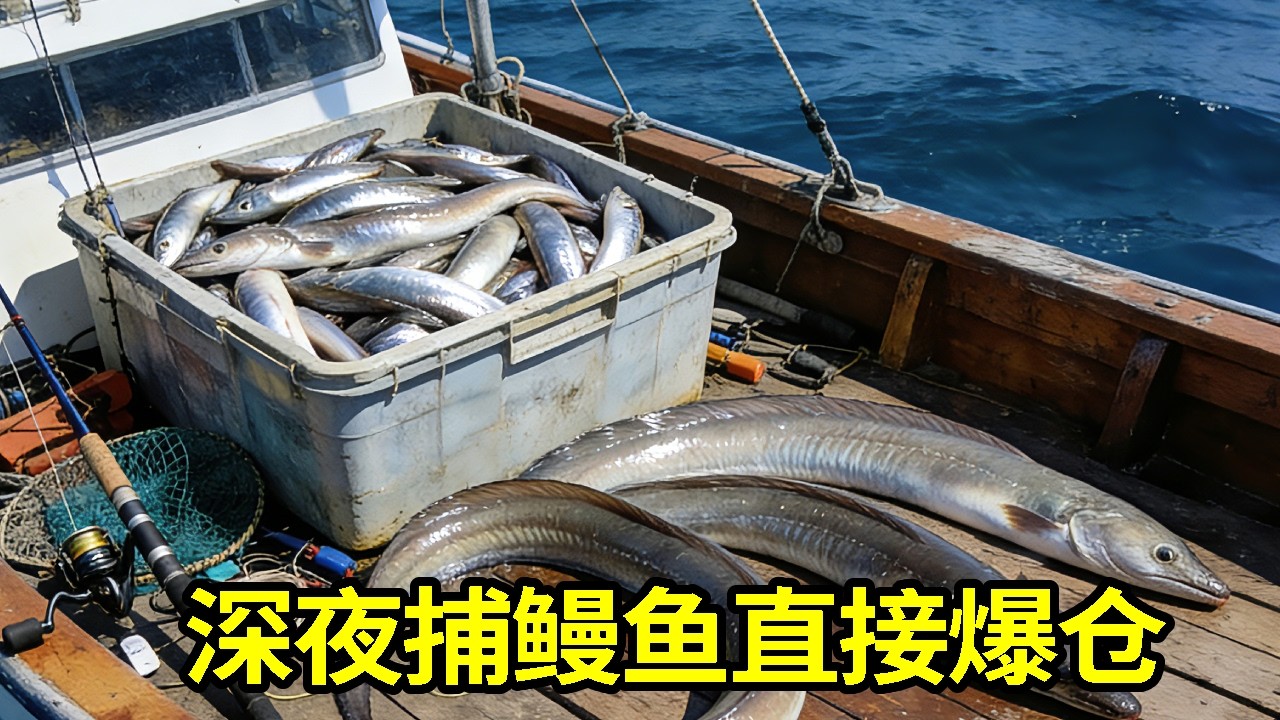 深夜跟随渔船和师傅一起捕海鳗鱼，没想到直接爆仓！
