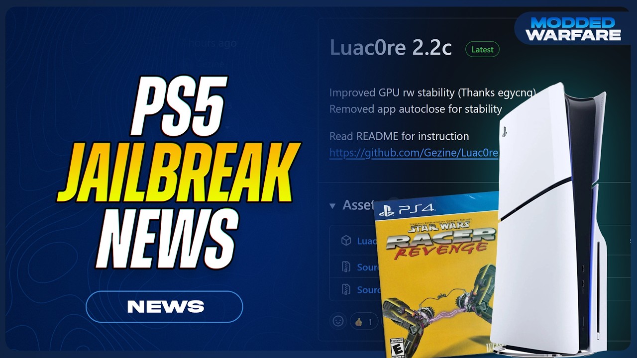 Новости о джейлбрейке PS5: джейлбрейк 12.00, Luac0re 2.2c, обновление Kstuff, ShadowMount, обновл...