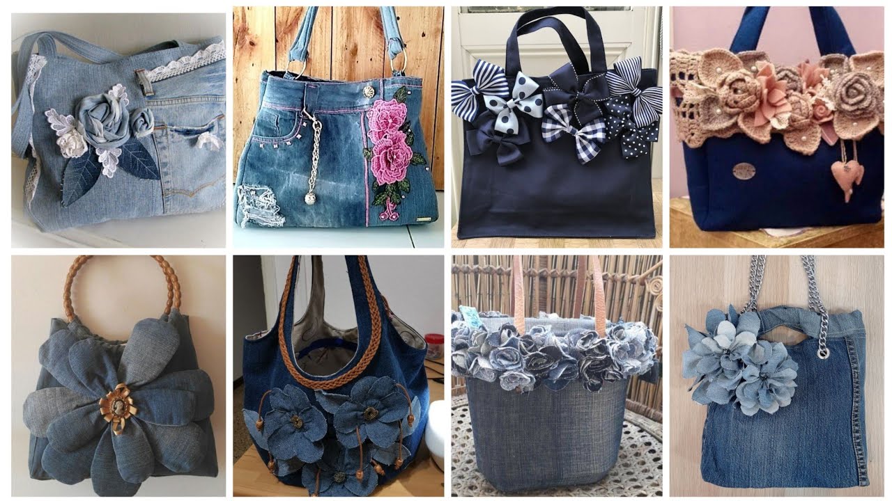 Comfortable stylish recycled denim jeans bag ideas