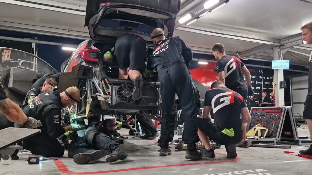 WRC Rally Poland 2024 TOYOTA GAZOO Racing WRT teamwork, Rovanpera  rally winning car on Sat evening