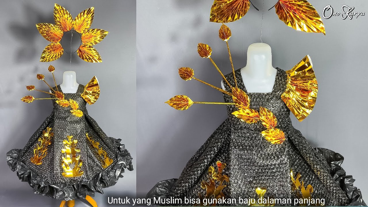 Cara membuat baju costum dari bubble wrap dengan plastik kresek | gaun karnaval lomba 17 agustus