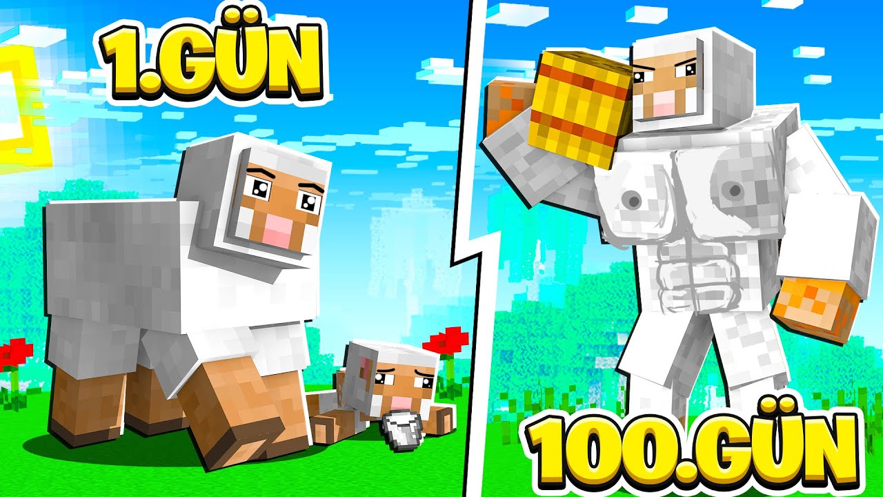 Minecraft, 100 GÜN BOYUNCA KOYUN OLARAK YAŞADIM