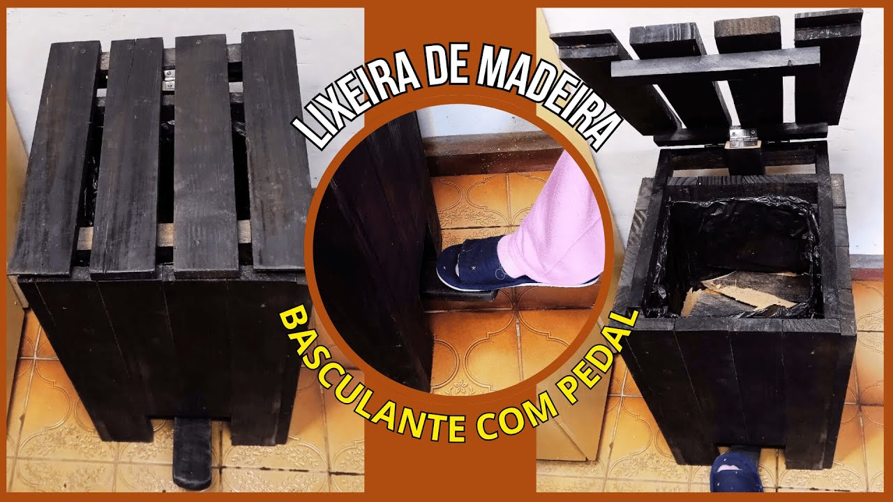 #084 - DIY Lixeira de Madeira: Como Fazer uma Lixeira com Pedal e Tampa Articulada