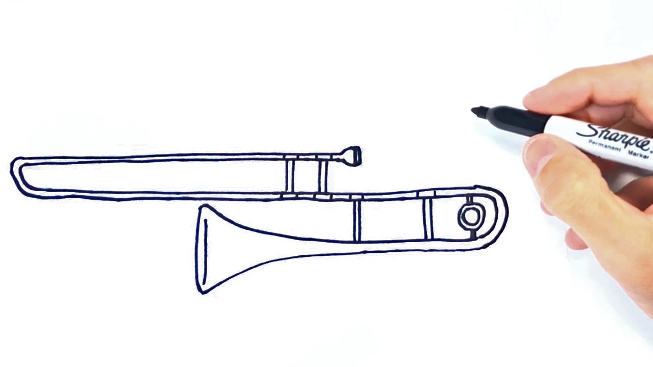 Cómo dibujar un Trombon Paso a Paso | Dibujo de Trombon