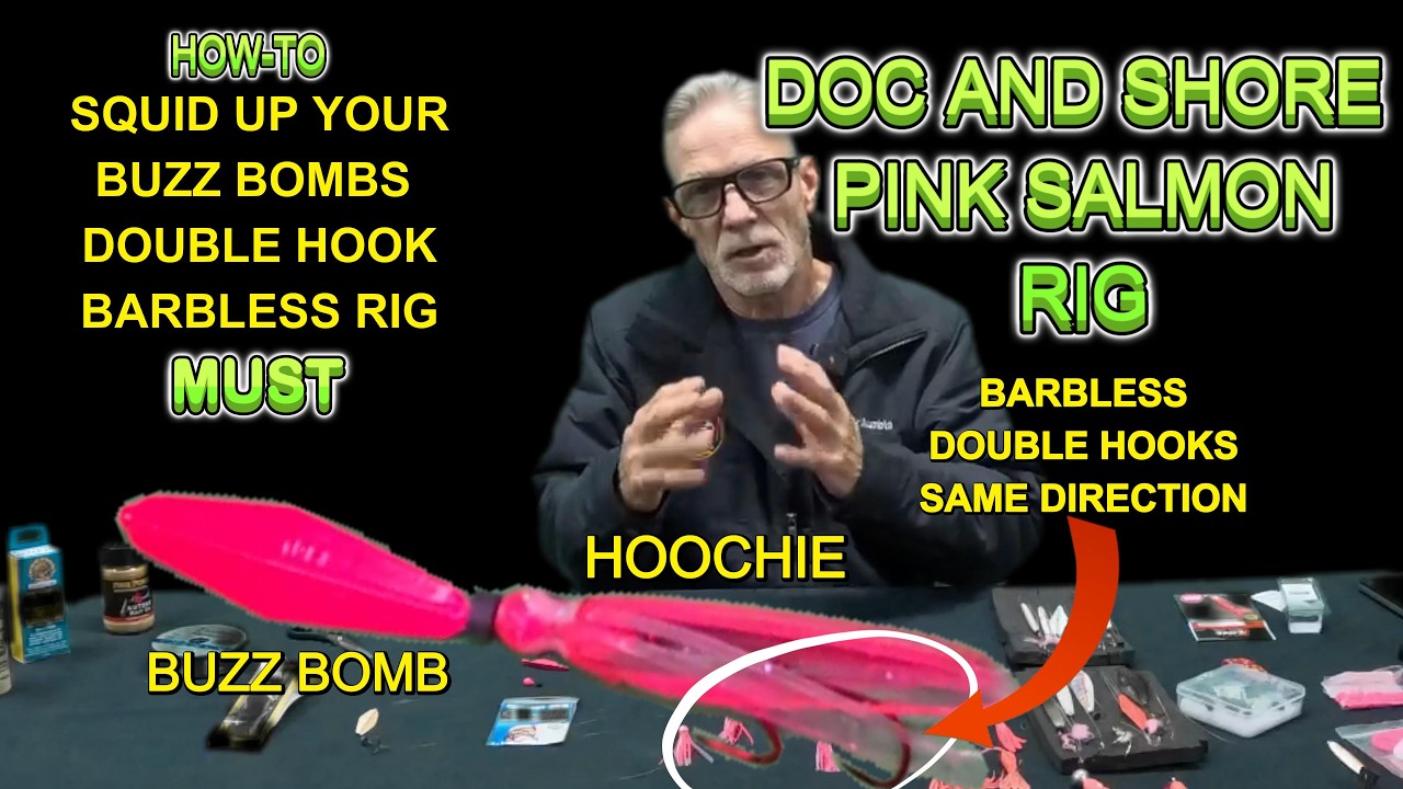 How to make BUZZ BOMBS with Hoochie for Shore fishing Puget Sound and use this  DOUBLE HOOK CLAW RIG