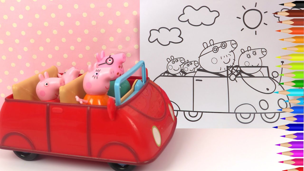 Voiture Rouge de Peppa Pig Coloriage