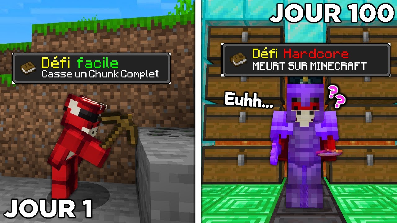 J'ai survécu 100 jours en Hardcore en faisant des Défis Impossible..
