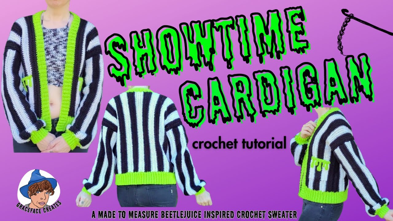 Showtime cardigan crochet tutorial - a made to measure spooky crochet sweater