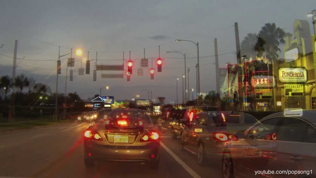 Driving Down International Drive at Night Orlando, Florida