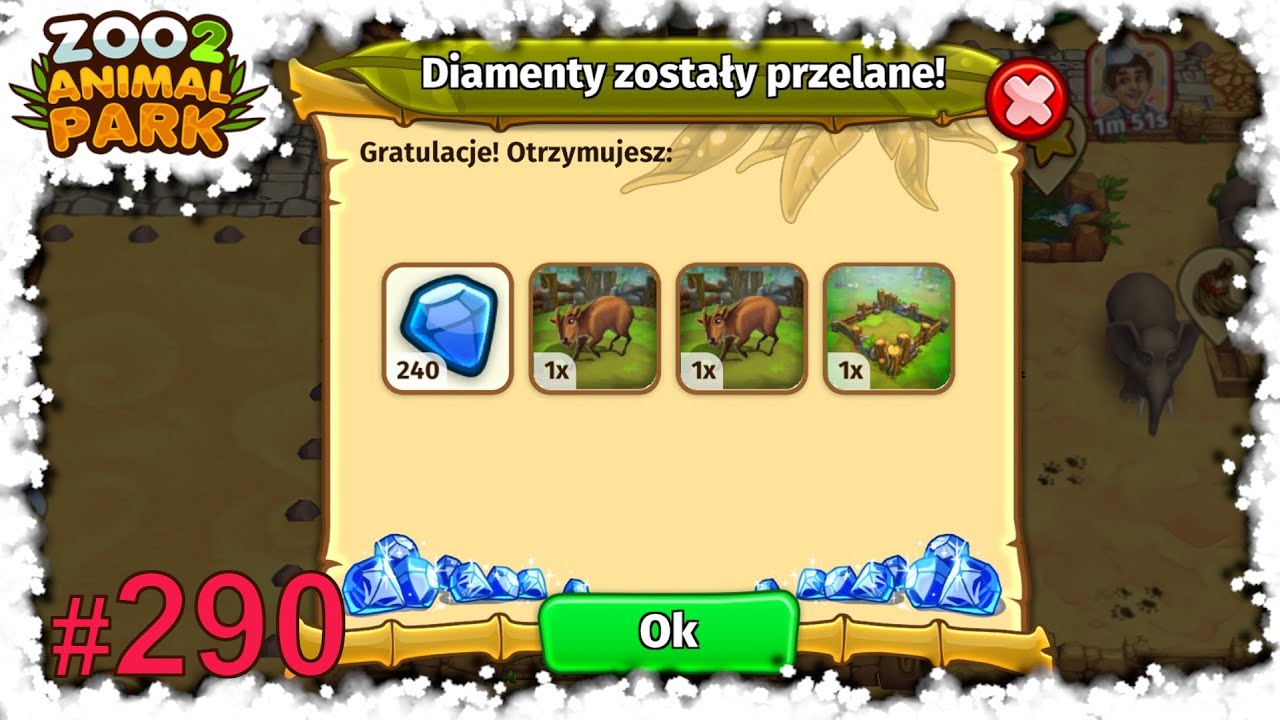 🦁 Zoo 2: Animal Park: #290 Diamenty bonus.