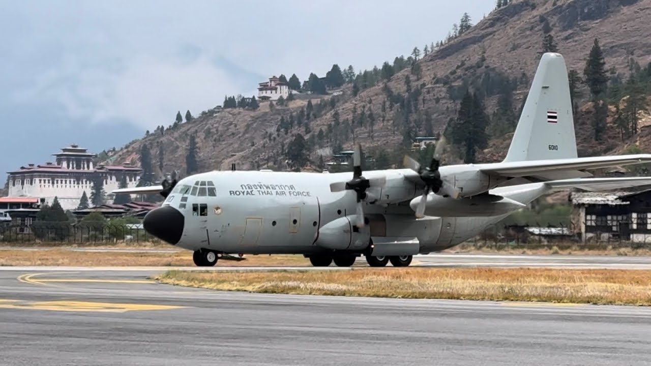 Hercules at Paro International Airport | C-130 Landing and Takeoff