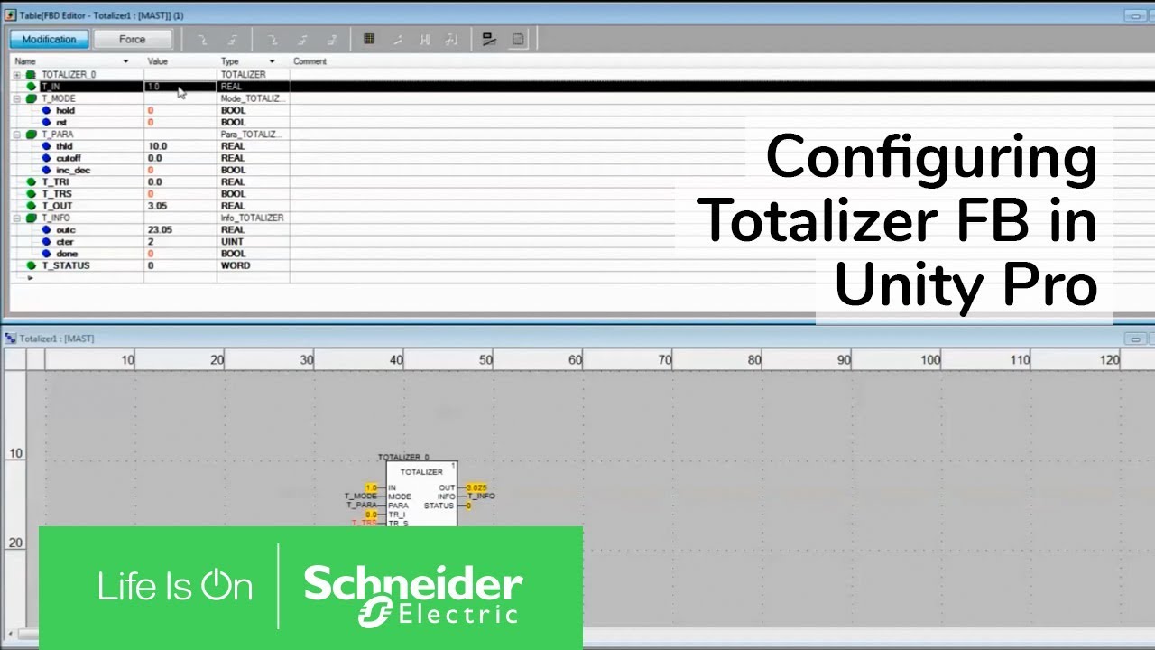Configuring Totalizer FB in Unity Pro | Schneider Electric Support