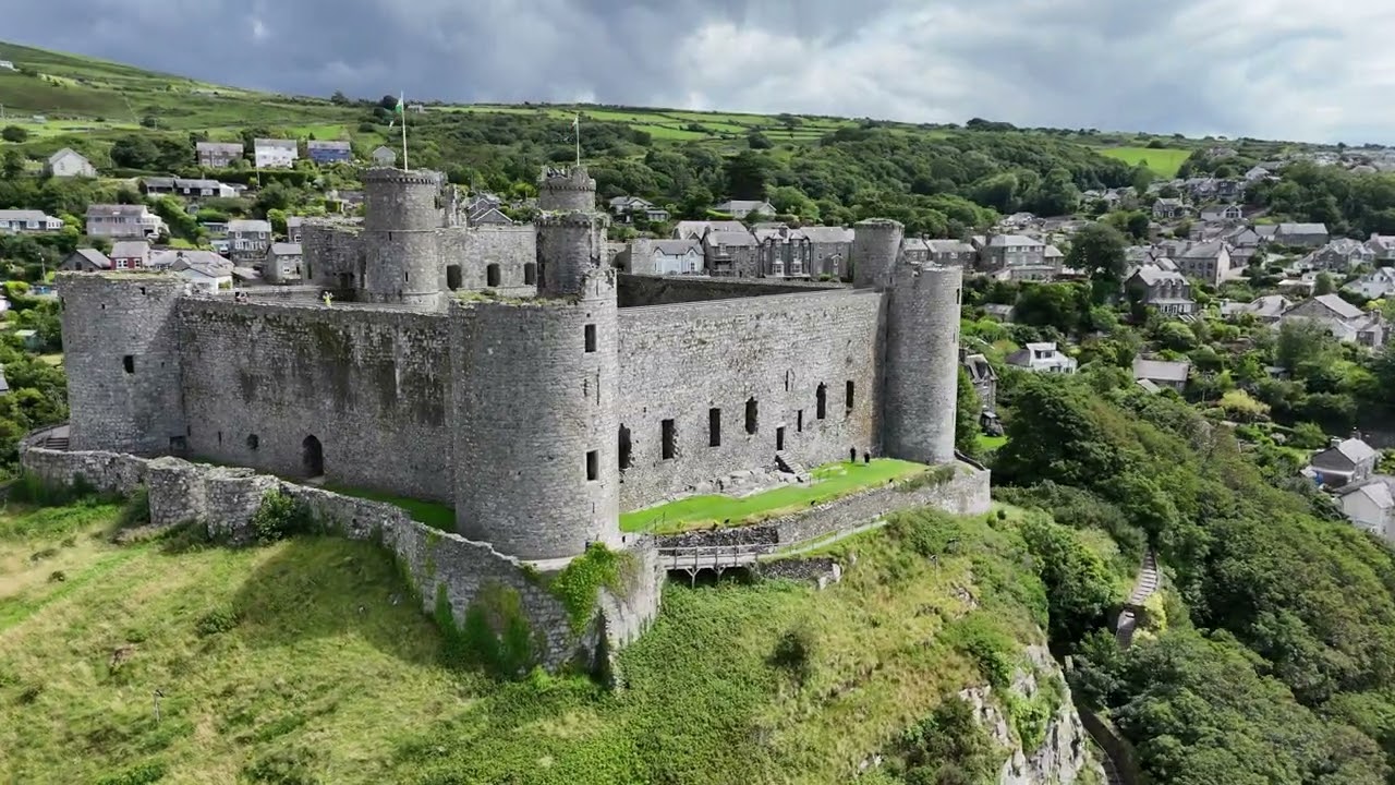 Castell Harlech Castle Wales Drone View