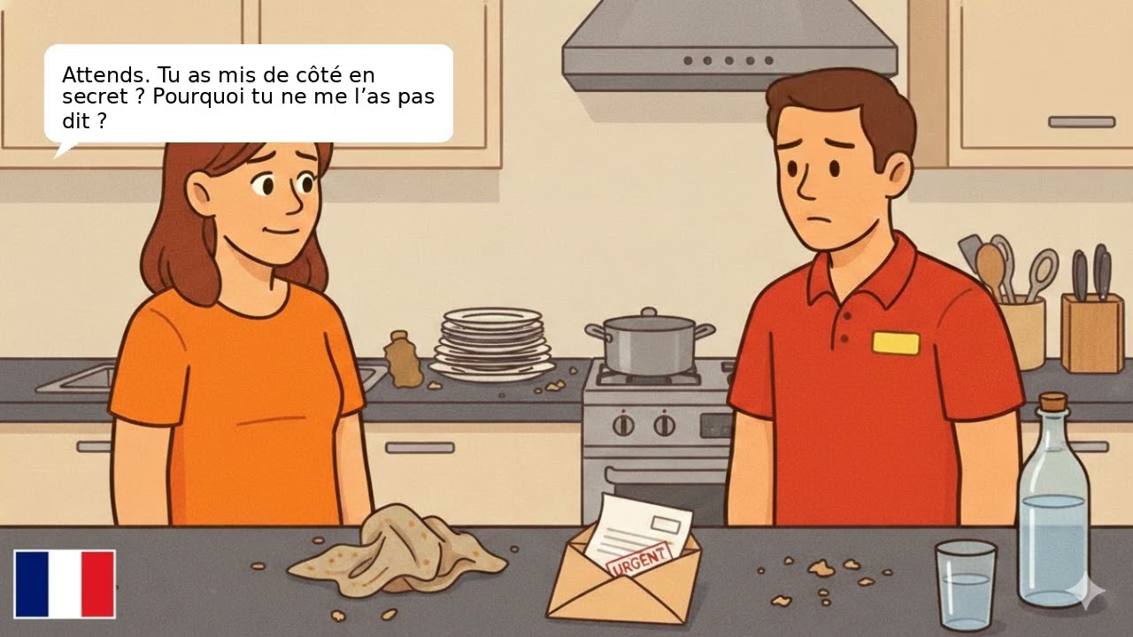 French Conversation A2–B1: Roommates Apologize After a Fight (Real-Life Dialogue in a Messy Kitchen)