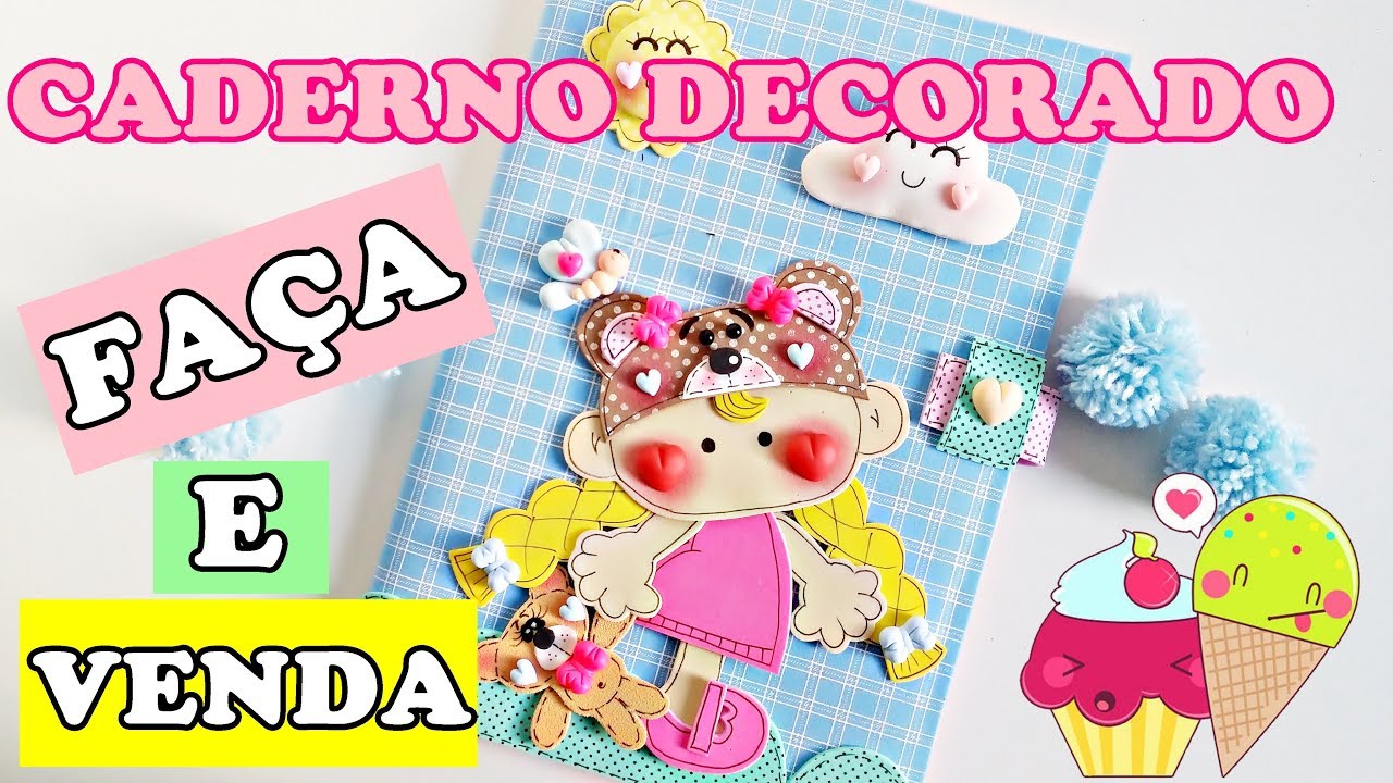 DIY: COMO FAZER CADERNO DECORADO - CAPA REMOVÍVEL EVA