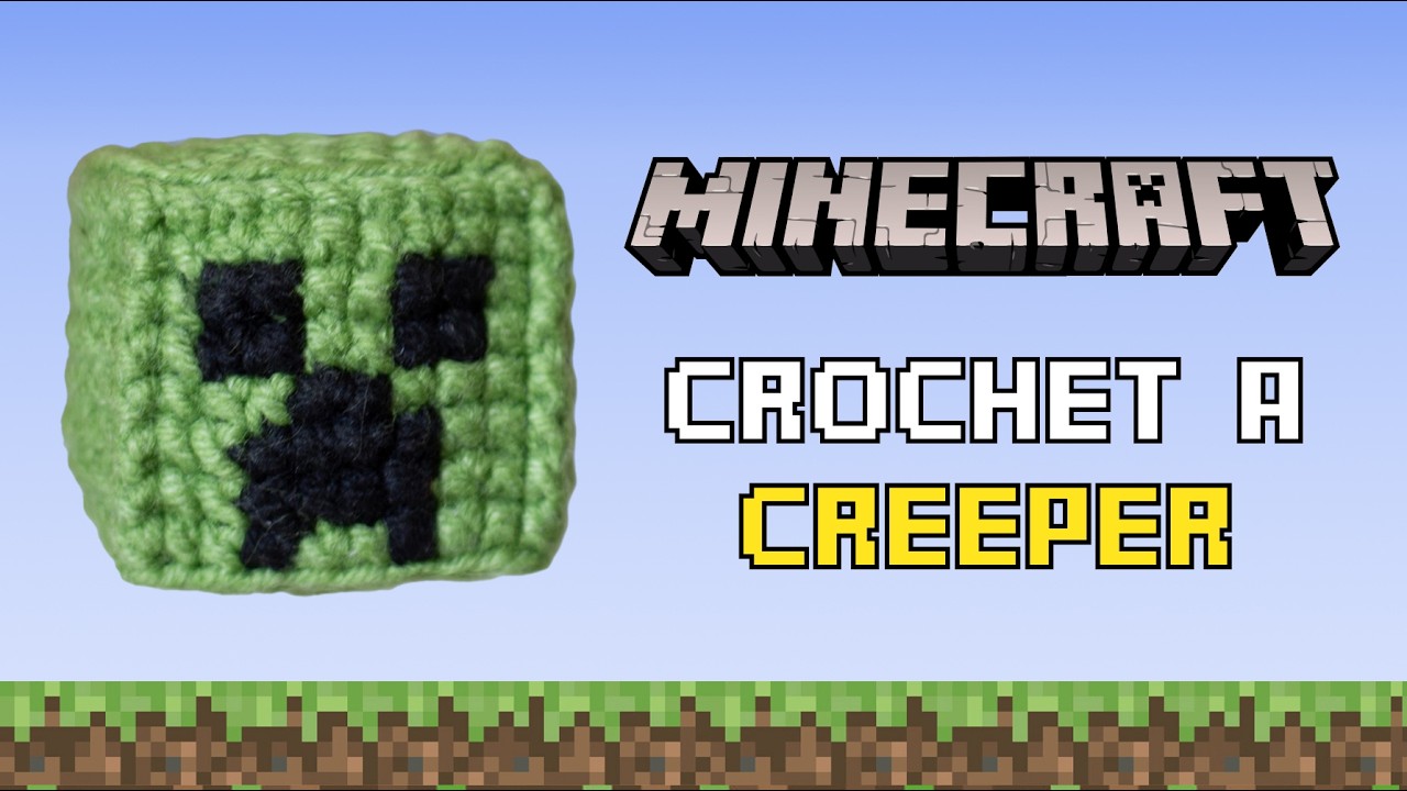 How to Crochet an Easy Square Creeper in Rounds | Minecraft-Inspired Amigurumi Keychain
