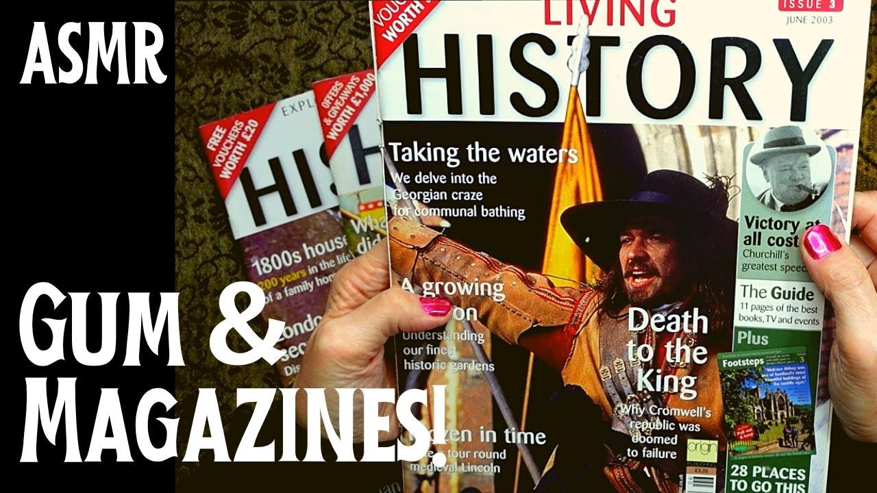 ASMR | Gum Chewing! History Magazines! Page Turning! All in a Whisper!