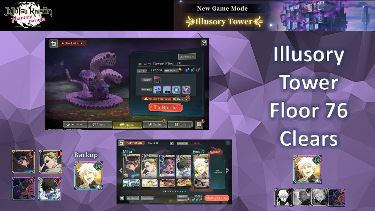 Illusory Tower Floor 76 Clear with Awaken Gojo Stall