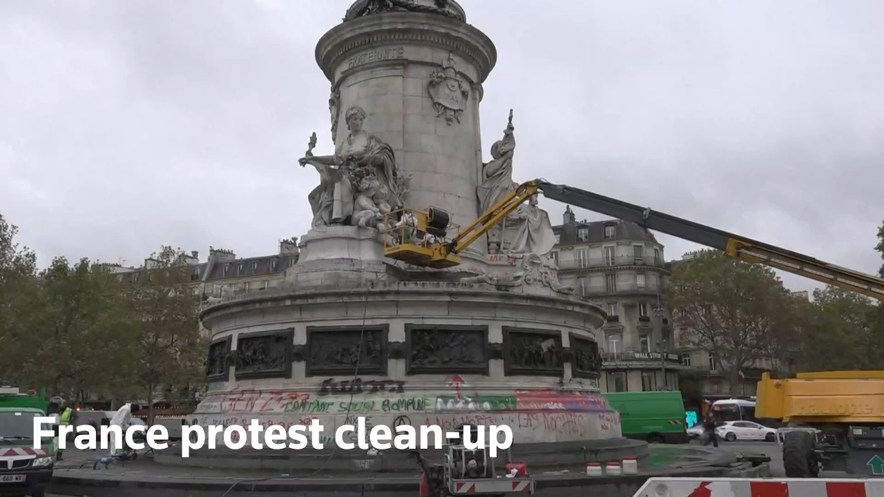 LIVE: France protest clean-up