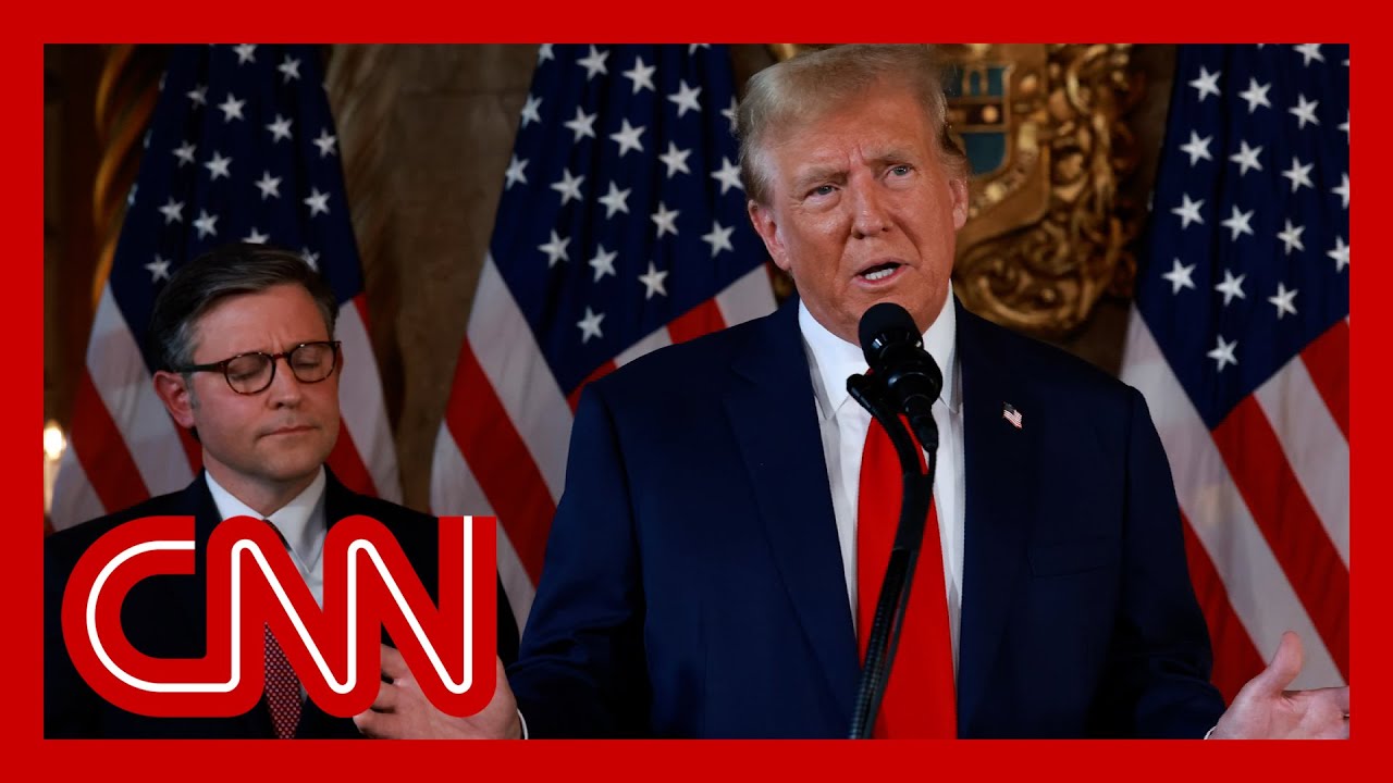 Trump asked about MTG’s fight to oust Johnson at Mar-a-Lago briefing