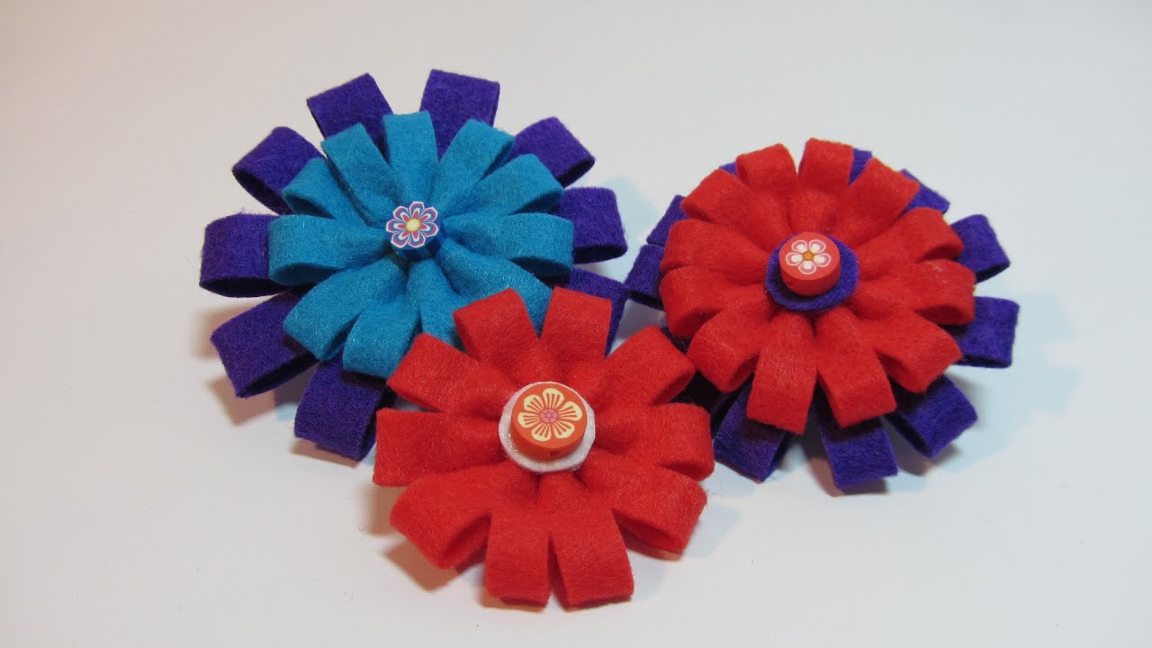Tutorial: Felt flowers. Flores de fieltro.