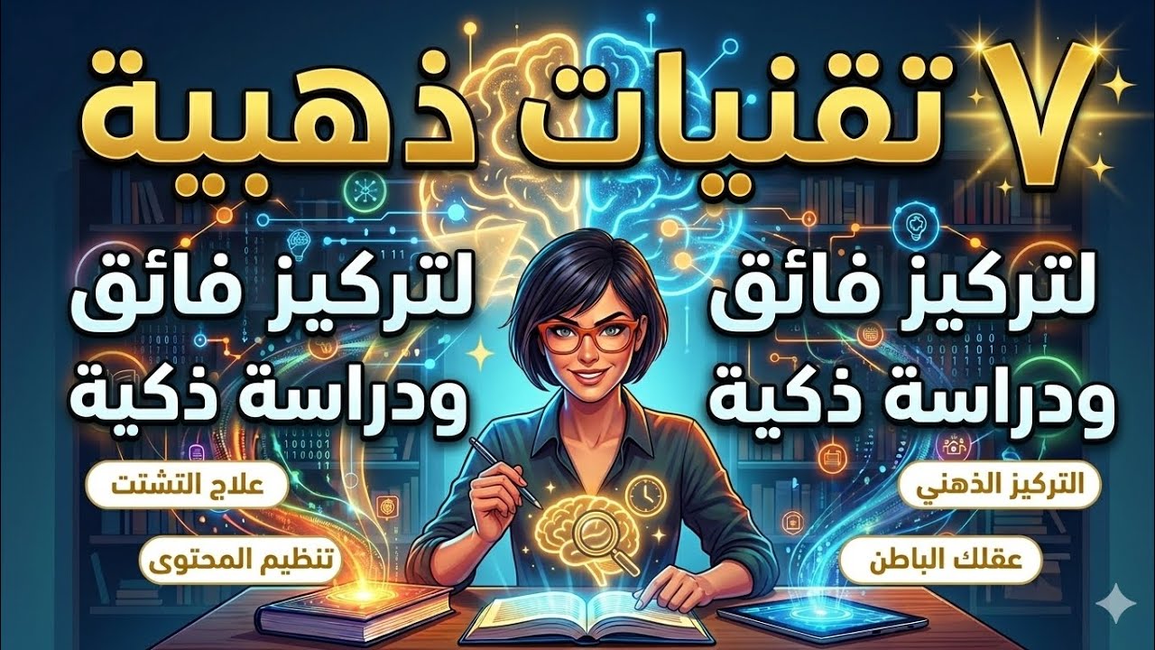 🎯٧ تقنيات ذهبية لتركيز فائق ودراسة ذكية