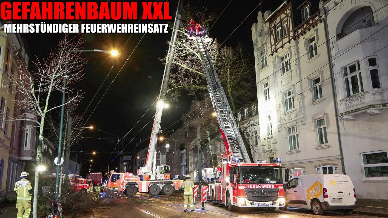 [AUFWENDIGER & MEHRSTÜNDIGER EINSATZ!] - Großer Baum drohte umzustürzen ~ Feuerwehrkran eingesetzt -