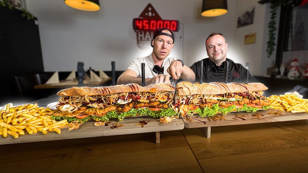 1 Meter MONSTER SCHNITZEL BAGUETTE in 45 Minuten? Die Brauhaus-Hersbruck-Challenge 😳🔥