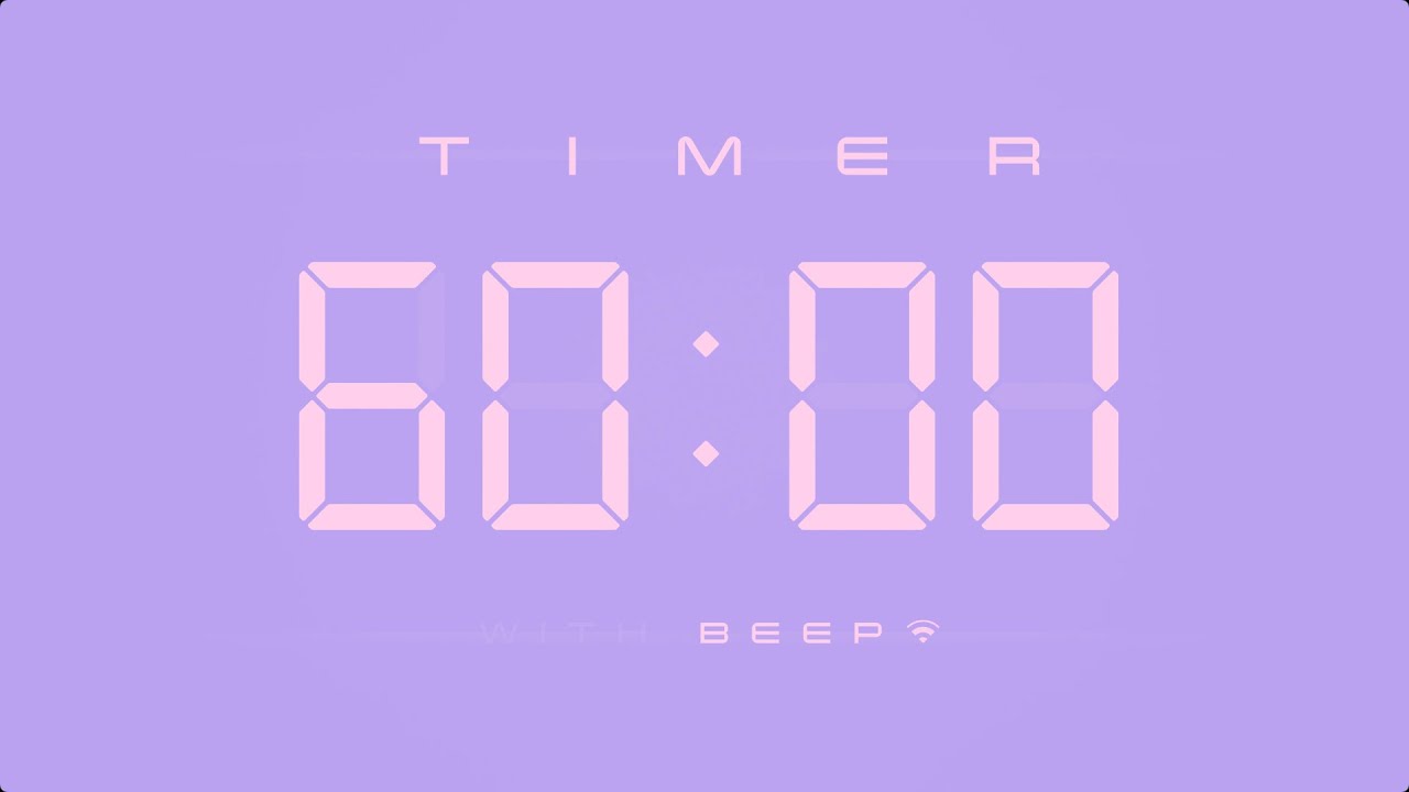 60 Minute Digital Countdown Timer with Simple Beeps 💕💜