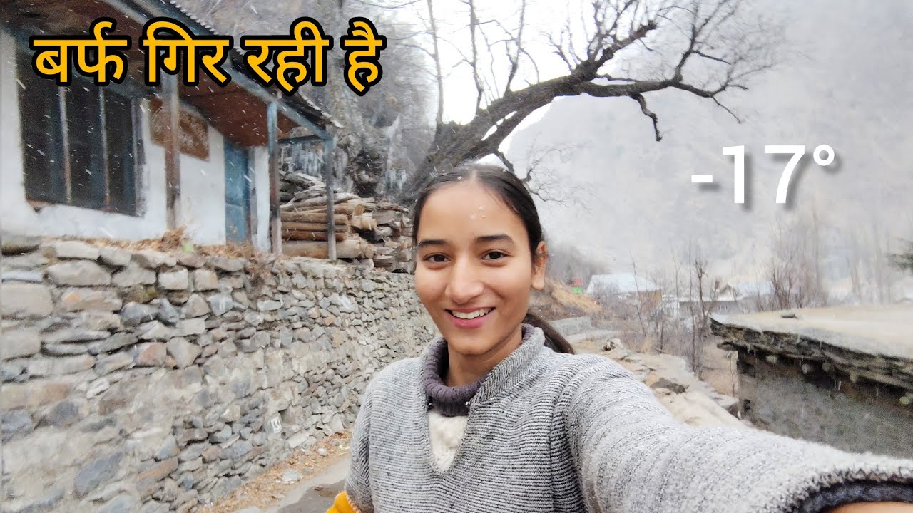Snowfall in January || winter 🥶❄️||winter is here 🏔️ #winter #village #snowfall