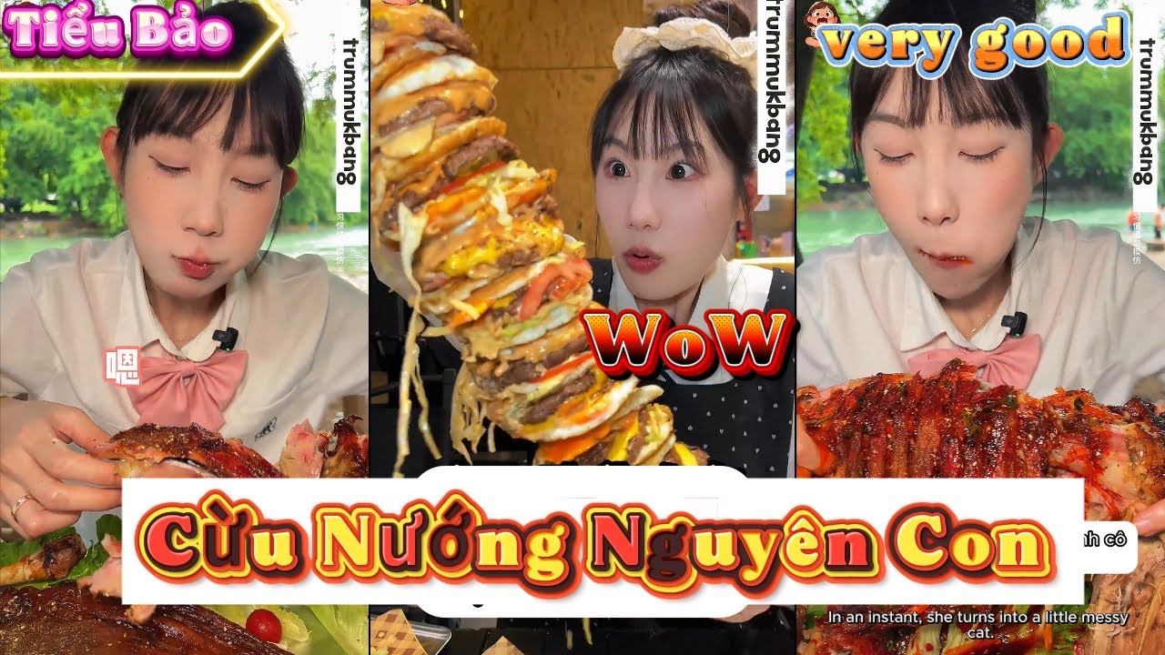 Tổng Hợp | Tiểu Bảo Đớp nguyên Con Cừu Nướng vs Humbeger Siêu Dài  #thanhdop #mukbang