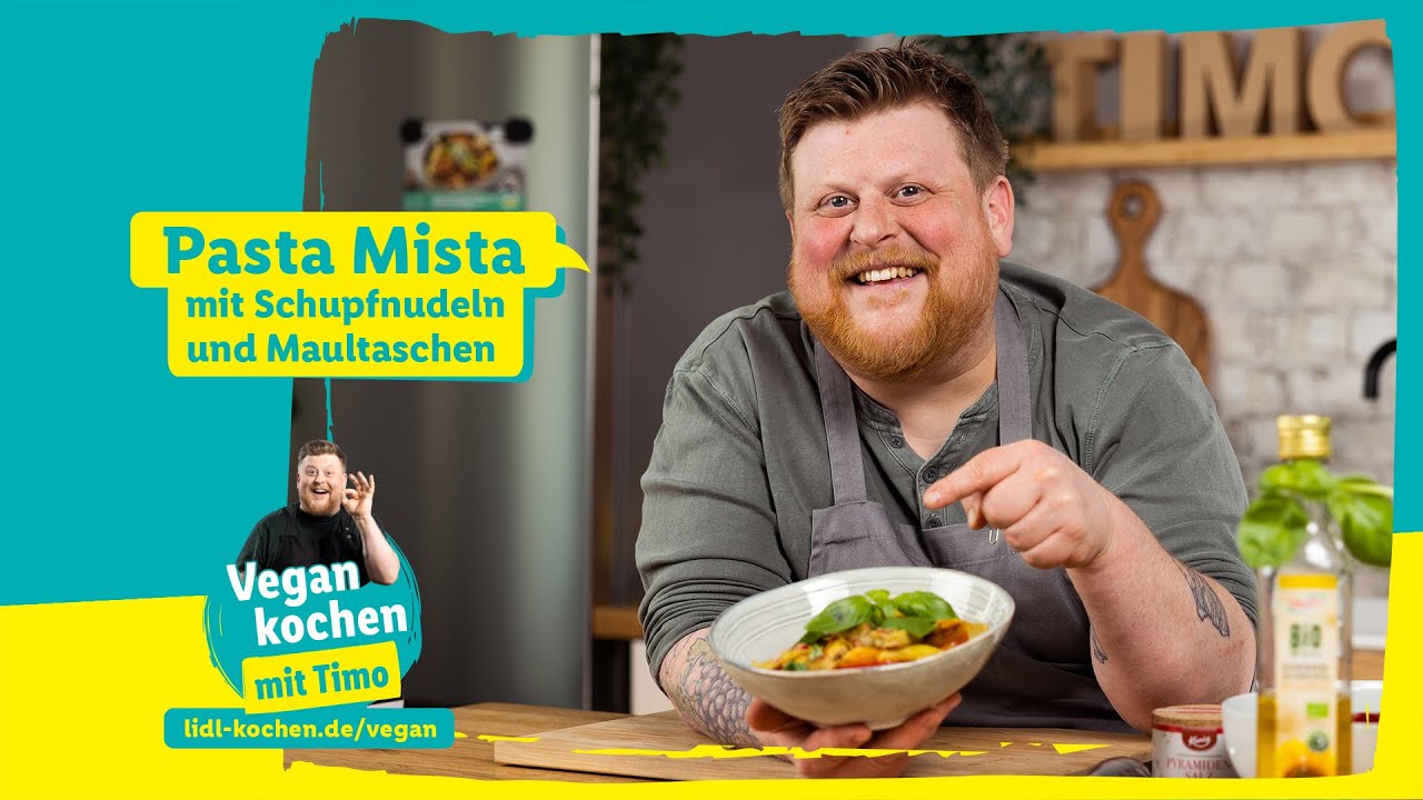 Vegan kochen mit Timo: Pasta Mista mit Maultaschen und Schupfnudeln