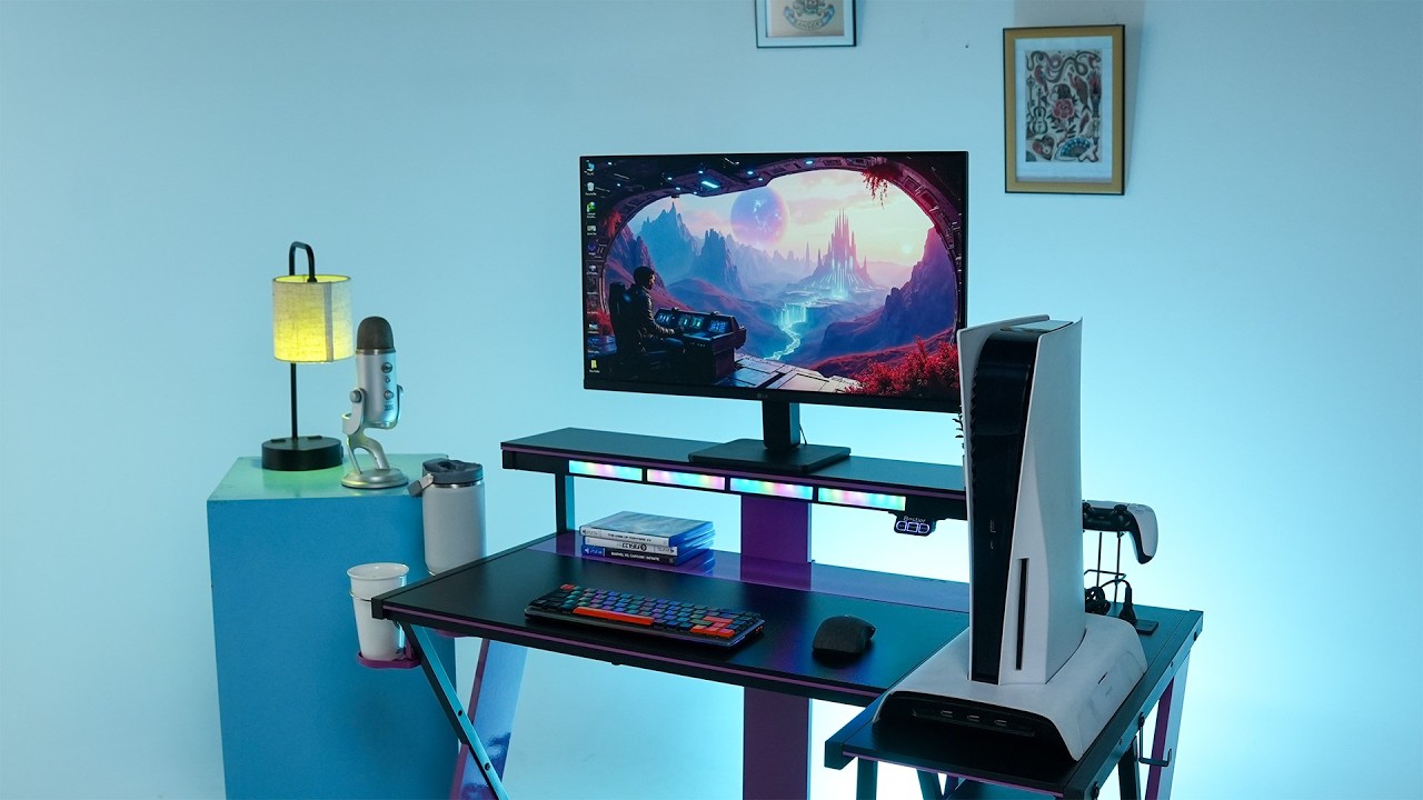 Bestier Computer Desk with Music Sync Light Review - Perfect for Gamers & Creators
