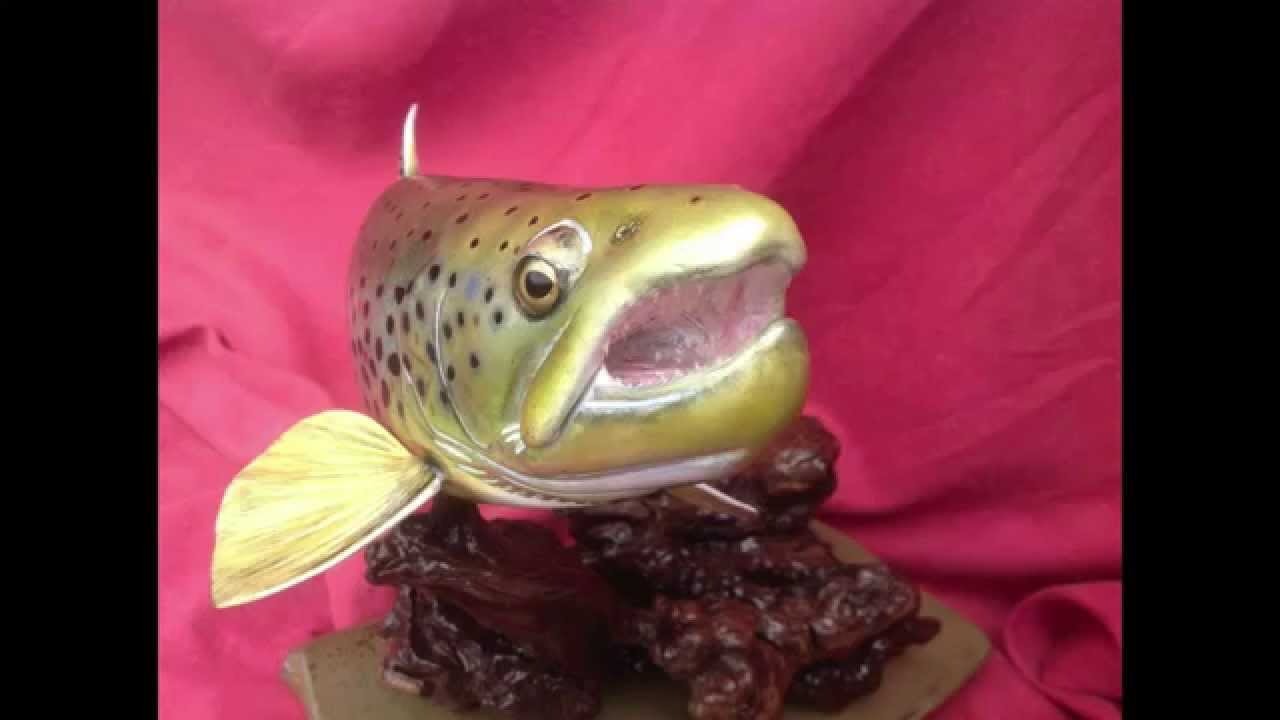 Brown Trout Wood Carving by Jeff Reddoor