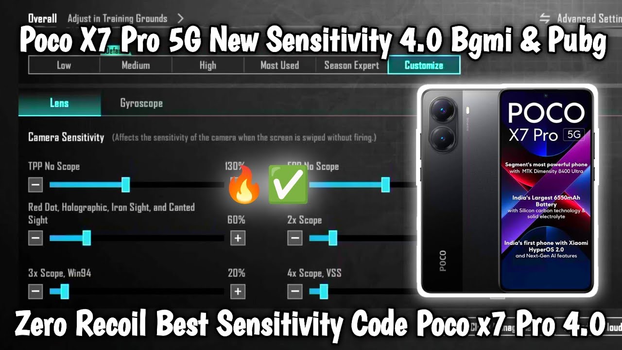 Poco X7 Pro 5G New Sensitivity 4.0 Bgmi & Pubg | Zero Recoil Best Sensitivity Code Poco x7 Pro 4.0