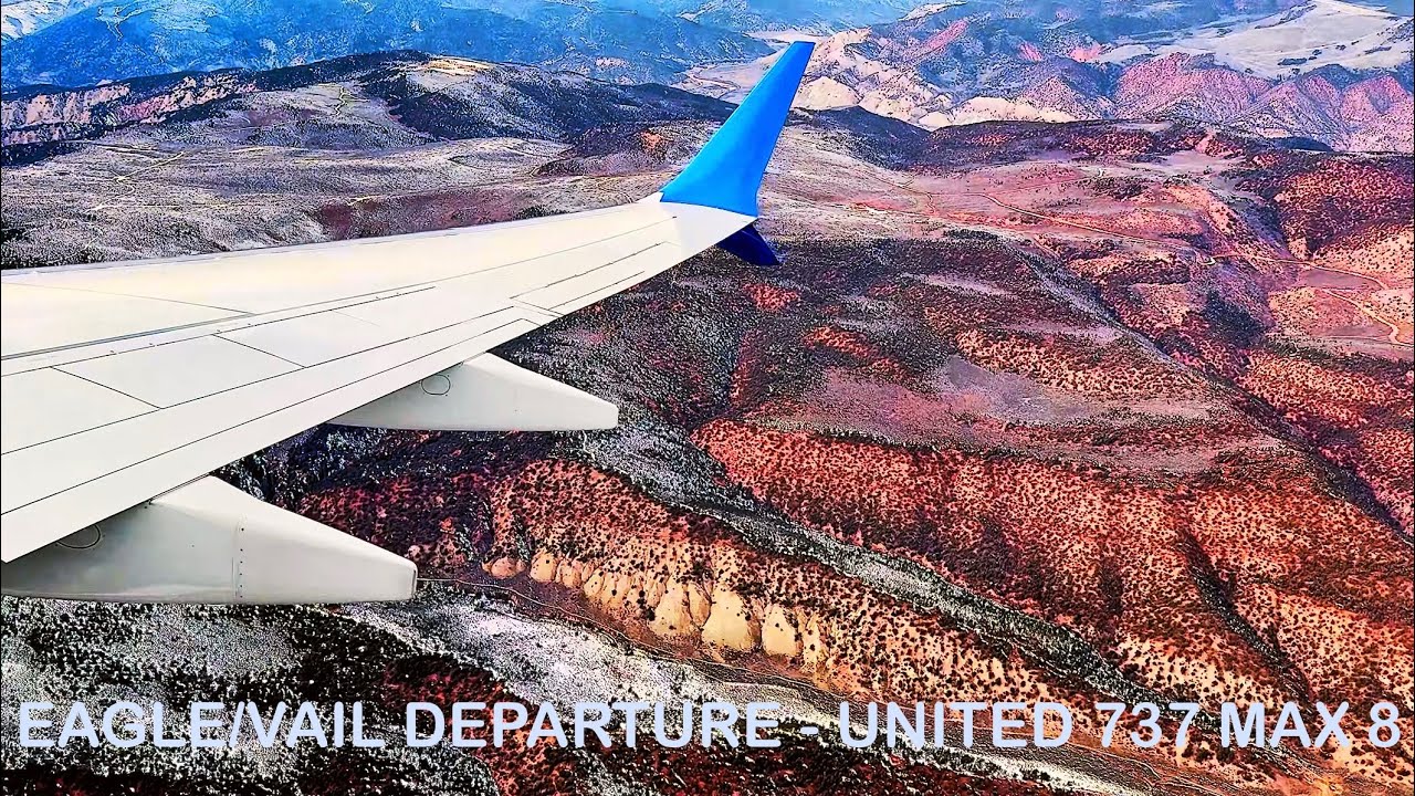 Red Table Mountain at End of Runway - Eagle/Vail - United 737 MAX 8