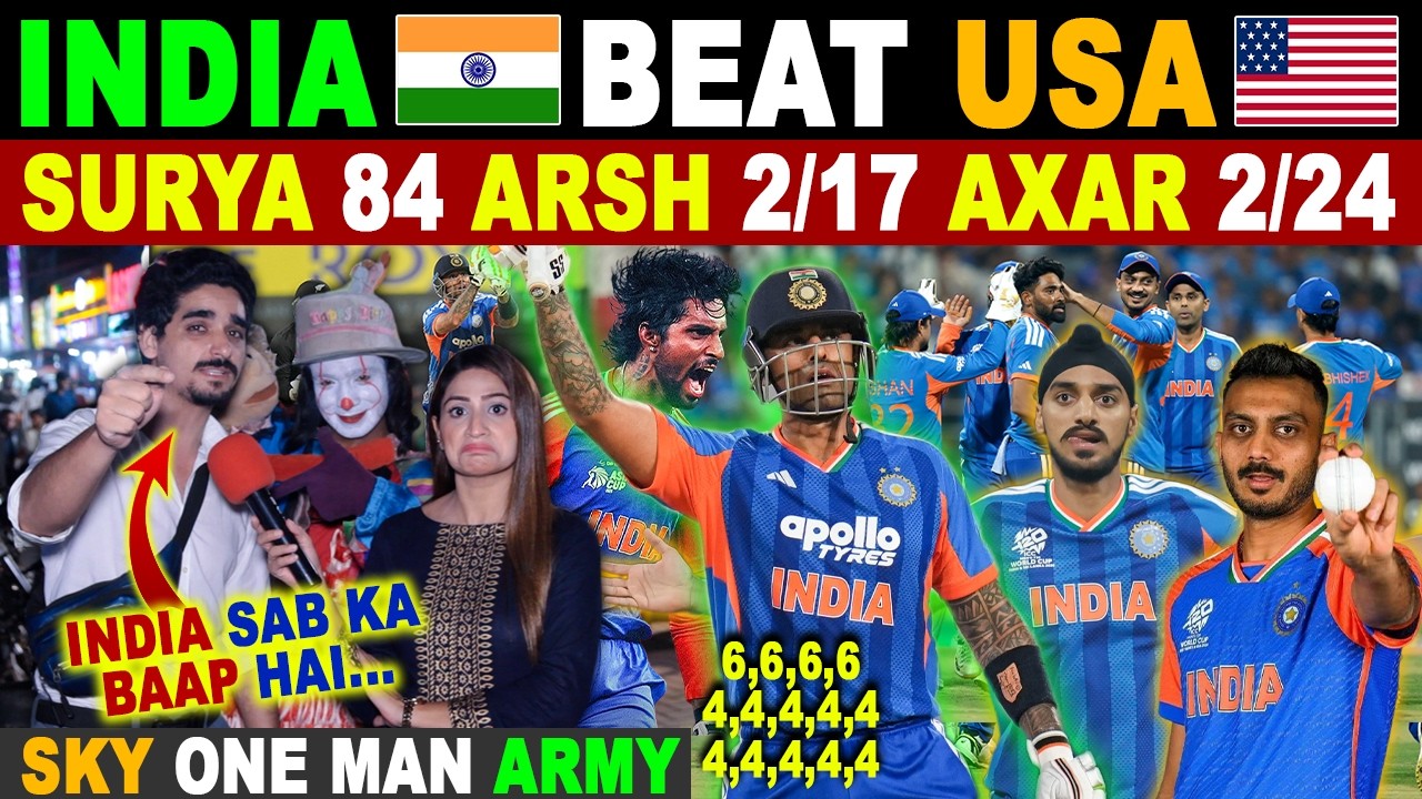 IND🇮🇳 BEAT USA🇺🇸 IN 1ST T20 WORLDCUP MATCH | SKY HEROIC INNING 84 RUNS 10 FOUR | PAK PUBLIC REACTION