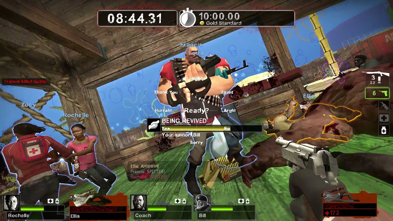 Left 4 Dead 2 Krusty Krab Survival with all 8 Survivors (No Commentary)
