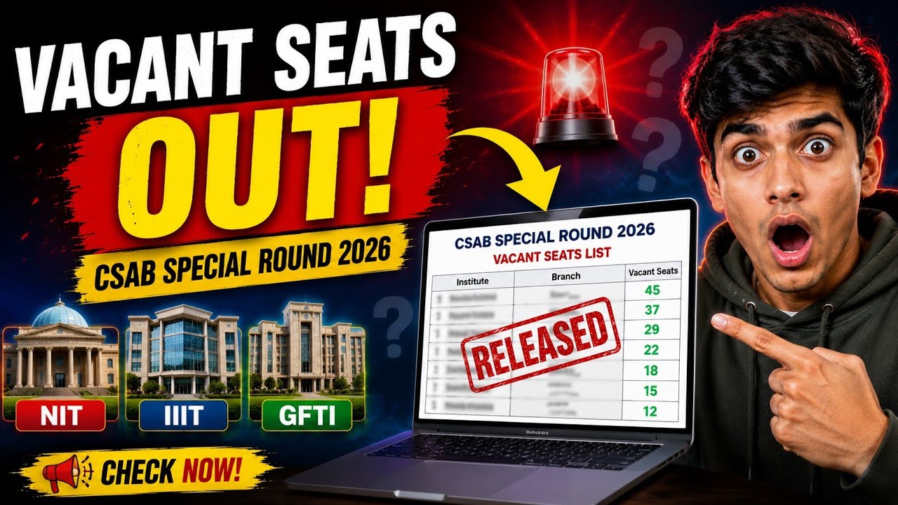CSAB Special Round 2026 Vacant Seats List Released 🔥 NIT IIIT GFTI Seat Matrix Out!