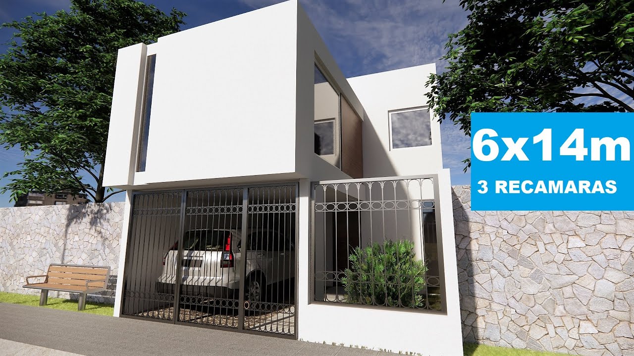 PLANO DE CASA 6x14m | 3 Recamaras