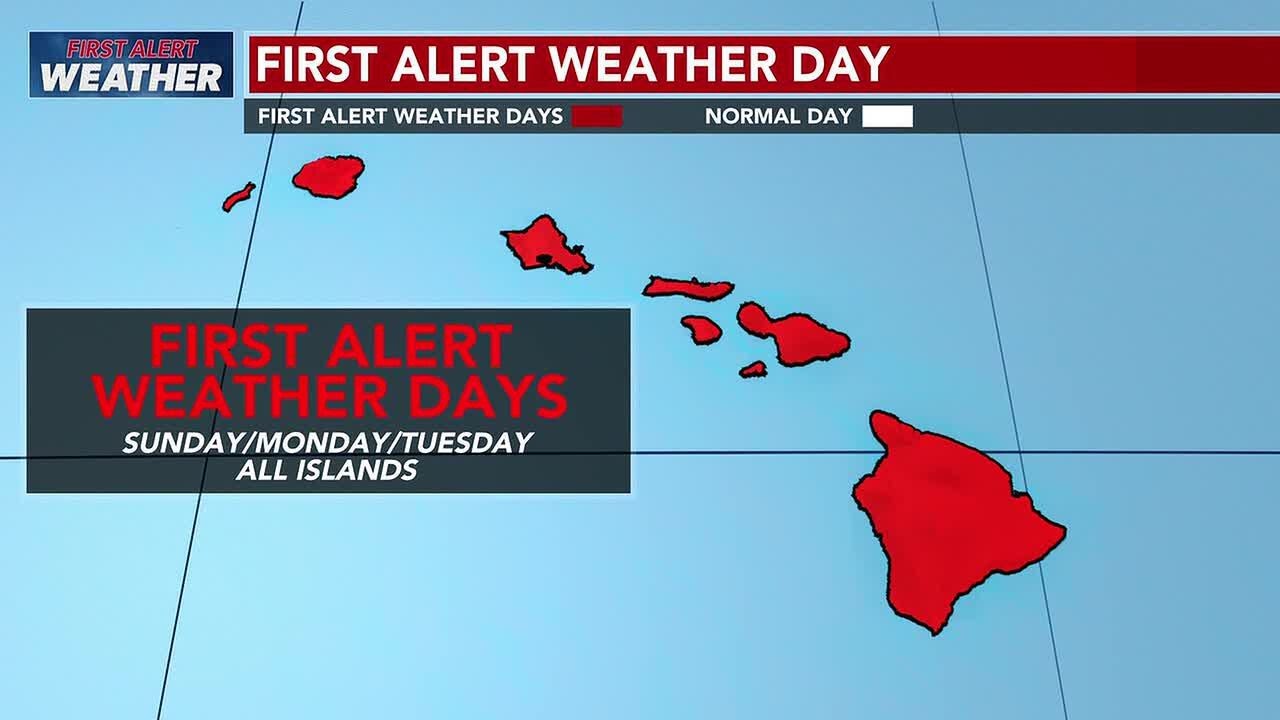 First Alert Weather Days have been declared for all islands Sunday, Monday and Tuesday