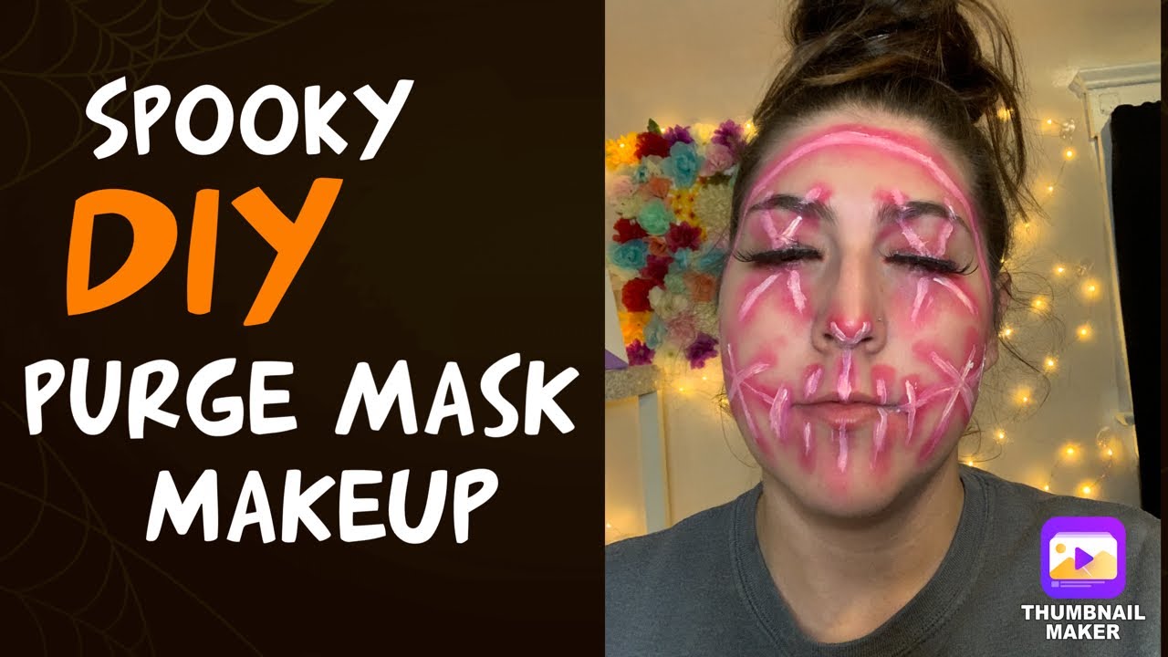 Easy and Simple HALLOWEEN Purge Mask with Makeup Tutorial