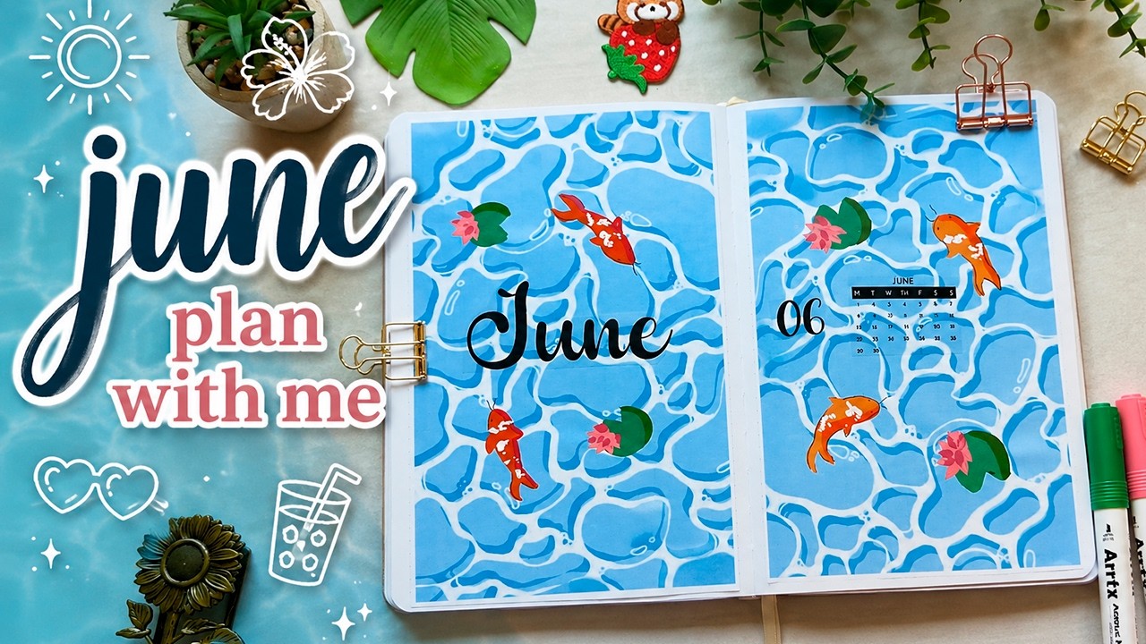 🐠Настройка ежедневника Bullet Journal на июнь 2026 года &mdash; простой план для начинающих с мини-прин...