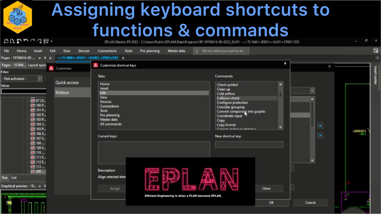 EPLAN Electric P8: Assigning keyboard shortcuts to functions & commands #eplan #eplanp8 #electrical