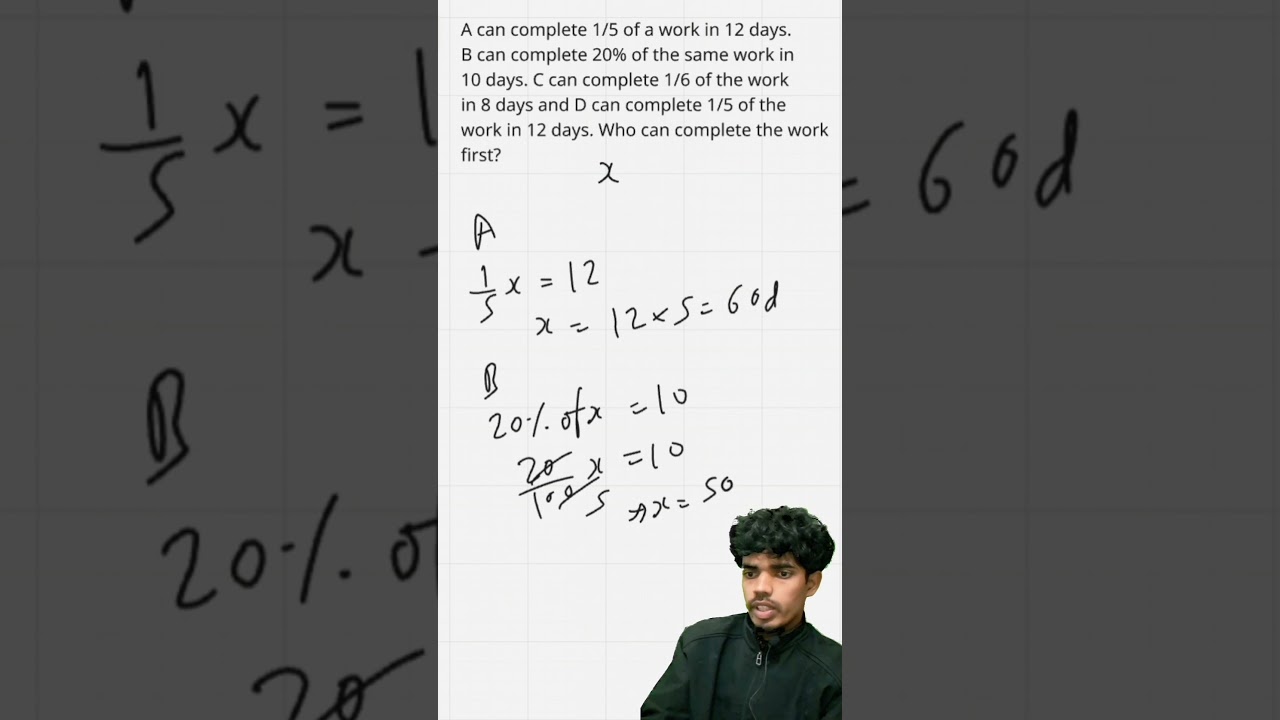 Quant question on work and time, often seen in government exams.  