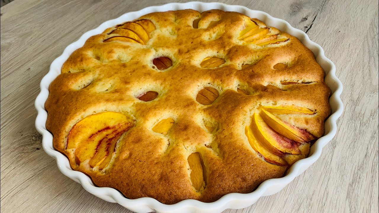 Asan hazirlanan , cox dadli  saftali piroqu . Пирог с персиками быстро и вкусно